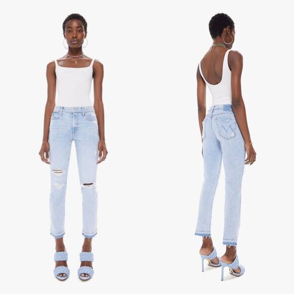 MOTHER SUPERIOR THE RASCAL ANKLE UNDONE HEM JEANS VACATION TEMPTATION SZ 32 - Picture 1 of 11